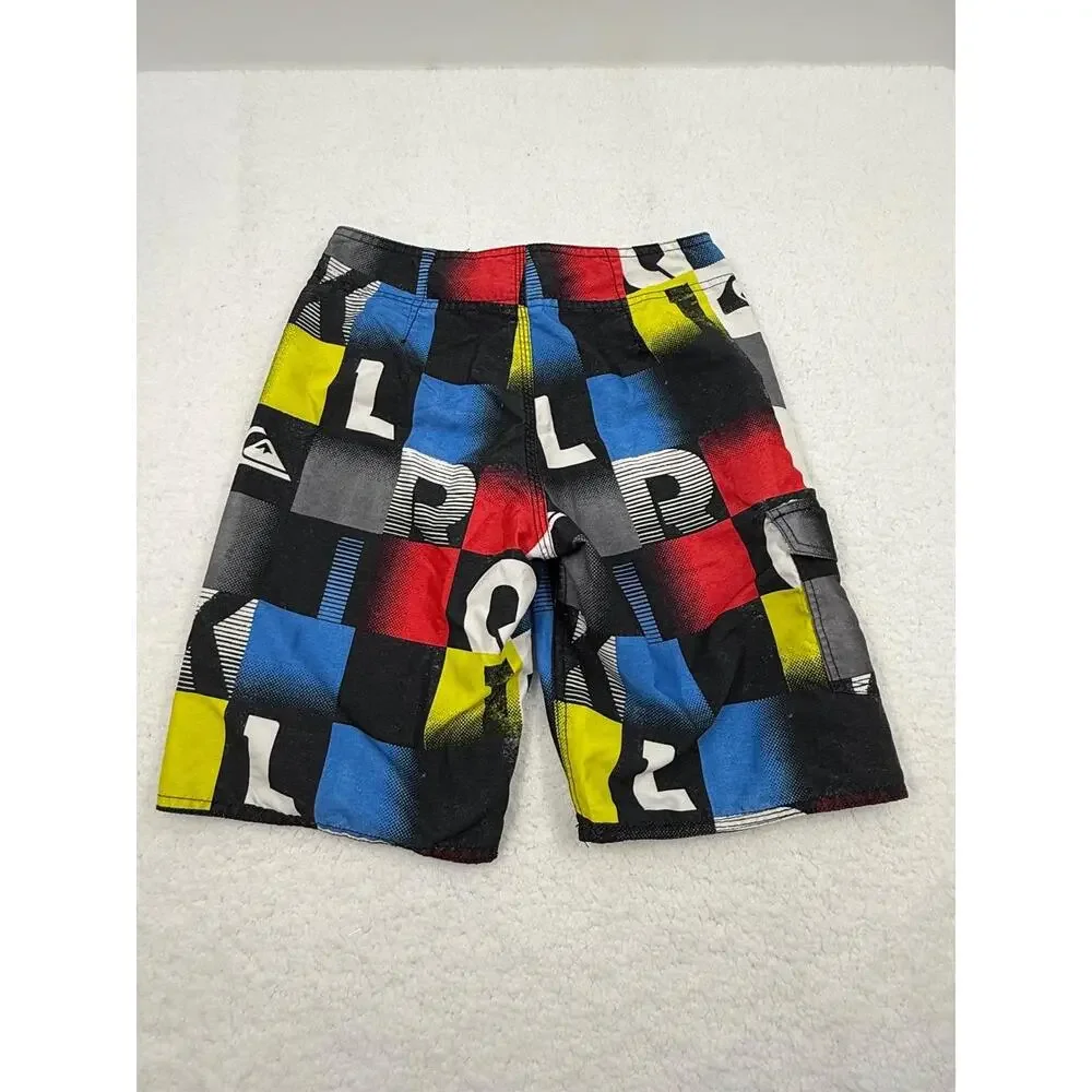 Quiksilver Boardshorts Geometric Pattern‎ Drawstring Boardshorts Shorts Size 25